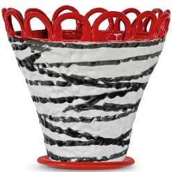Patty L kruka 30 x 26 cm, röd/zebramönstrad