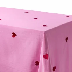 Pink Hearts bordsduk 180x145 cm, rosa