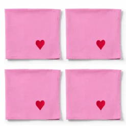 Pink Hearts servett 40x40 cm 4-pack, rosa
