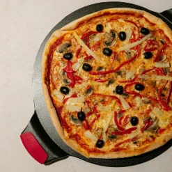 Pizzasten m. handtag, gjutjärn