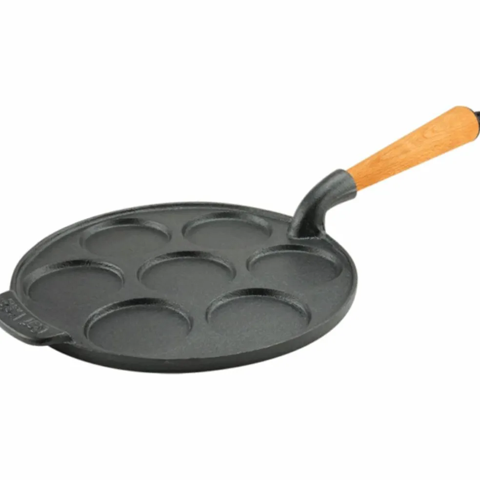 Plättjärn i gjutjärn 23 cm, handtag i bok