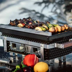 Premium hibachigrill, svart/valnöt