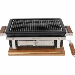 Premium hibachigrill, svart/valnöt