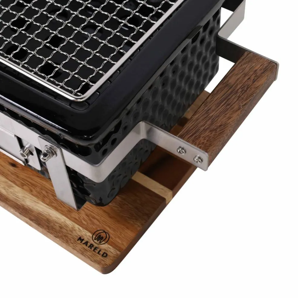 Premium hibachigrill, svart/valnöt