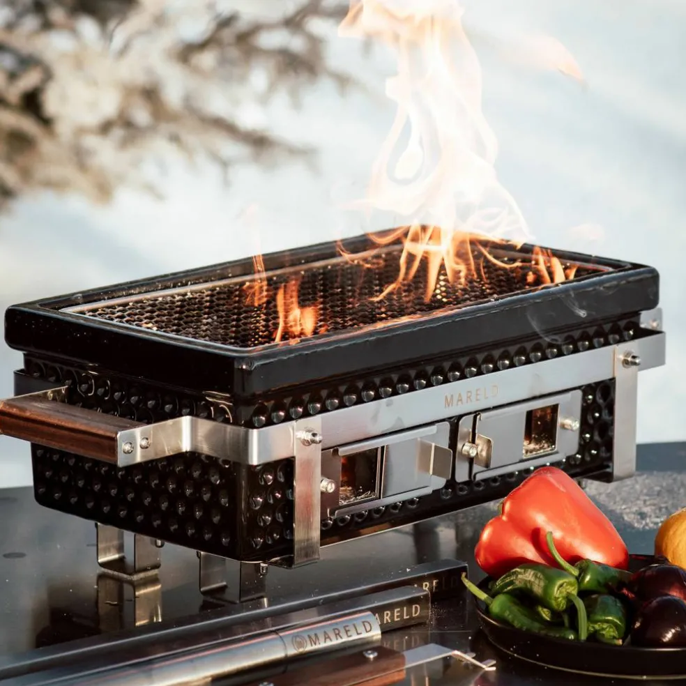 Premium hibachigrill, svart/valnöt