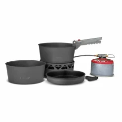 PrimeTech Stove Set stormkök med 2 kastruller 1,3 liter + stekpanna