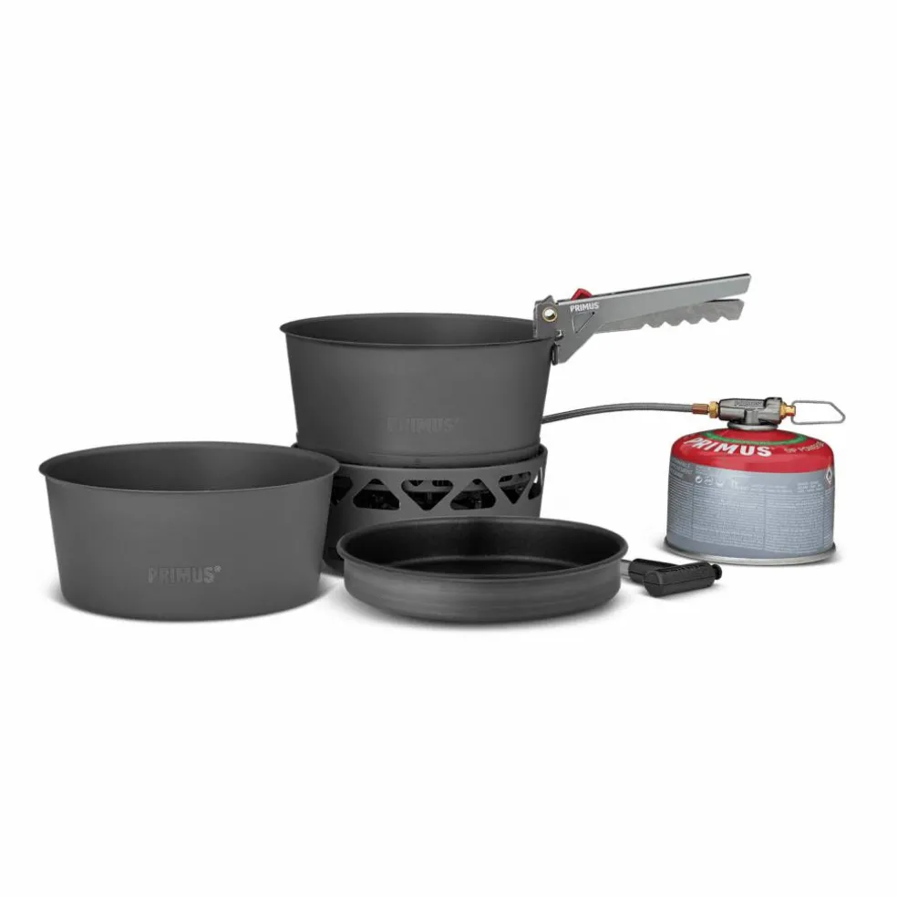 PrimeTech Stove Set stormkök med 2 kastruller 1,3 liter + stekpanna