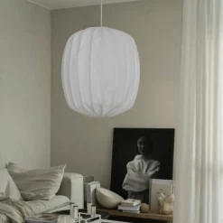 Prisma taklampa i linne 25 cm, vit