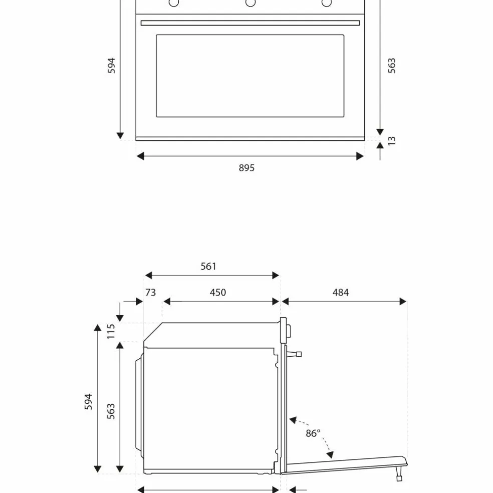 Professional F909PROEX inbyggnadsugn 90 cm, rostfri