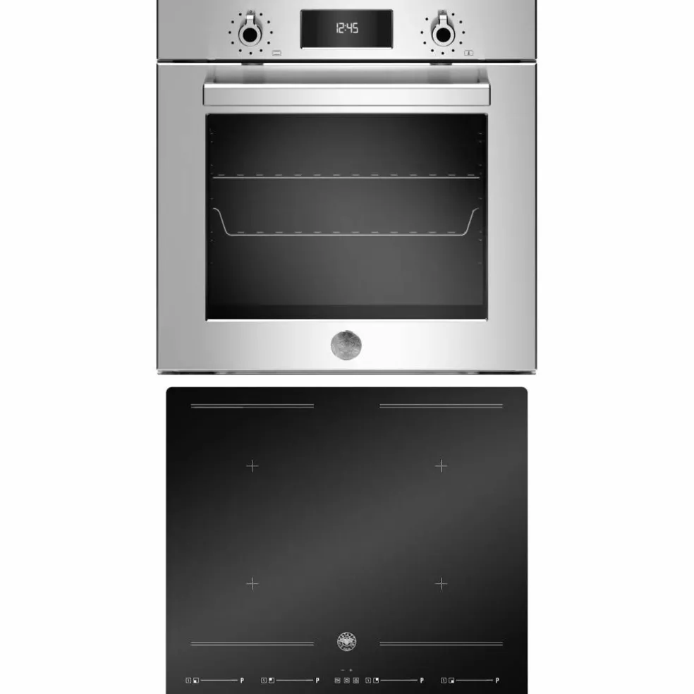 Professional paket Inbyggnadsugn + induktionshäll 60 cm, stål