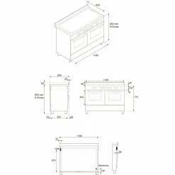 Professional PRO125I2EART2 induktionsspis 120 cm med 5 zoner, elektriskt stekbord och 2 ugnar, orange