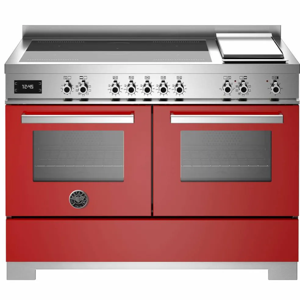 Professional PRO125I2EBIT2 induktionsspis 120 cm med 5 zoner, elektriskt stekbord och 2 ugnar, vit
