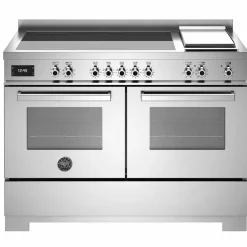Professional PRO125I2ENET2 induktionsspis 120 cm med 5 zoner, elektriskt stekbord och 2 ugnar, svart