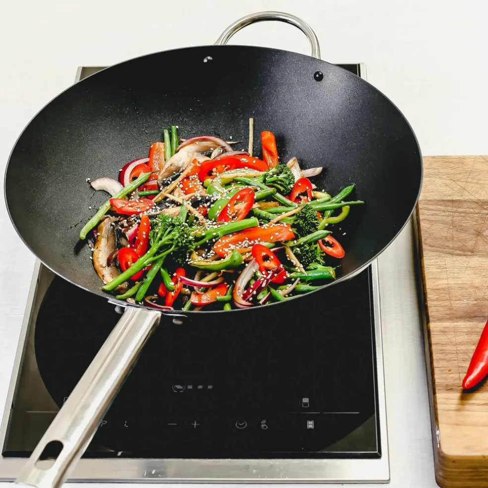 Professionell wok kolstål 35,5 cm Non-stick