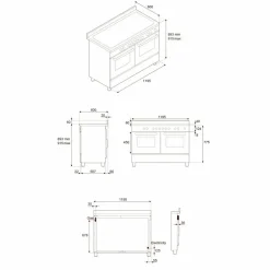 PRO126G2EART2 Professional gasspis 120 cm med 6 brännare, elektriskt stekbord och 2 ugnar, orange