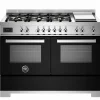 PRO126G2EBIT2 Professional gasspis 120 cm med 6 brännare, elektriskt stekbord och 2 ugnar, vit