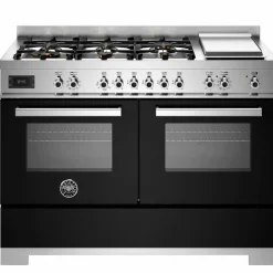 PRO126G2EBIT2 Professional gasspis 120 cm med 6 brännare, elektriskt stekbord och 2 ugnar, vit
