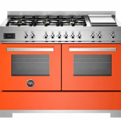 PRO126G2EBIT2 Professional gasspis 120 cm med 6 brännare, elektriskt stekbord och 2 ugnar, vit