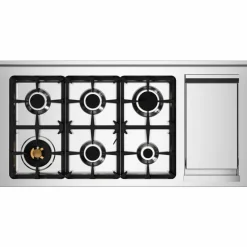 PRO126G2EBIT2 Professional gasspis 120 cm med 6 brännare, elektriskt stekbord och 2 ugnar, vit