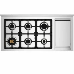 PRO126G2EBIT2 Professional gasspis 120 cm med 6 brännare, elektriskt stekbord och 2 ugnar, vit