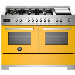 PRO126G2EBIT2 Professional gasspis 120 cm med 6 brännare, elektriskt stekbord och 2 ugnar, vit