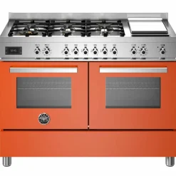 PRO126G2EBIT Professional gasspis, 120 cm, 6 brännare och dubbelugn samt stekbord, vit