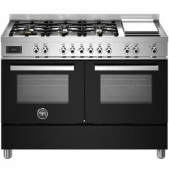 PRO126G2EBIT Professional gasspis, 120 cm, 6 brännare och dubbelugn samt stekbord, vit