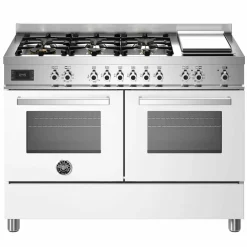 PRO126G2ENET Professional gasspis, 120 cm, 6 brännare och dubbelugn samt stekbord, svart
