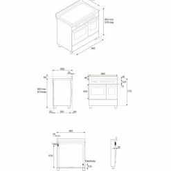PRO95I2EART2 Professional induktionsspis 90 cm med 5 zoner och 2 ugnar, orange