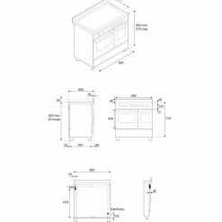 PRO95I2EBIT2 Professional induktionsspis 90 cm med 5 zoner och 2 ugnar, vit