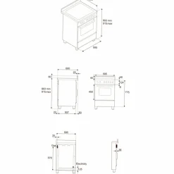 PRO64I1EGIT2 Professional induktionsspis 60 cm med 4 zoner och 1 ugn, gul