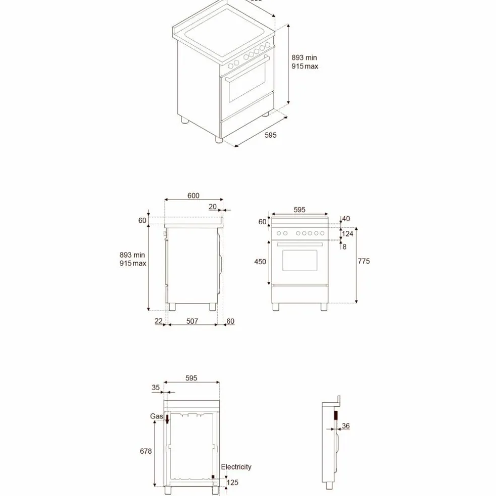 PRO64I1ENET2 Professional induktionsspis 60 cm med 4 zoner och 1 ugn, svart