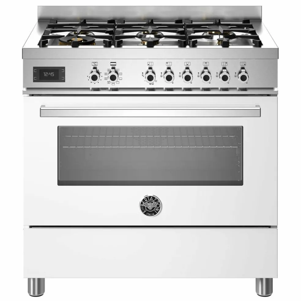 PRO96L1EBIT Professional gasspis med singelugn, 90 cm, vit