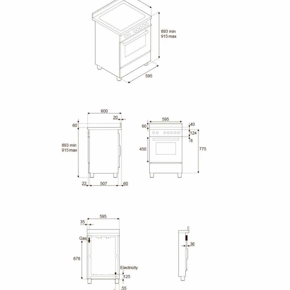PRO64L1EGIT2 Professional gasspis 60 cm med 4 brännare och 1 ugn, gul