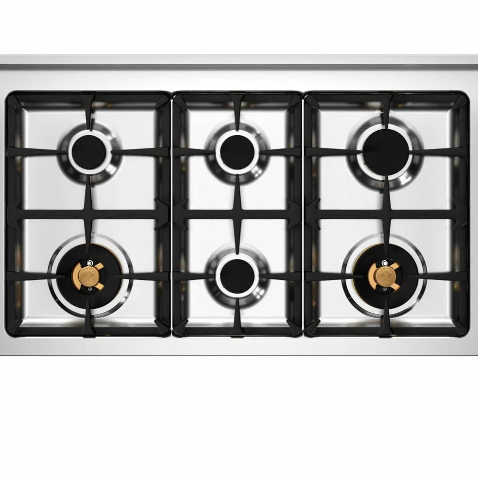 PRO106L2EGIT2 Professional gasspis 100 cm med 6 brännare och 2 ugnar, gul