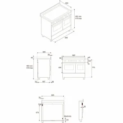 PRO106L2EGIT2 Professional gasspis 100 cm med 6 brännare och 2 ugnar, gul