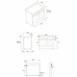 PRO106L2ENET2 Professional gasspis 100 cm med 6 brännare och 2 ugnar, svart