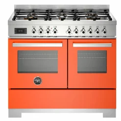 PRO106L2EROT2 Professional gasspis 100 cm med 6 brännare och 2 ugnar, röd