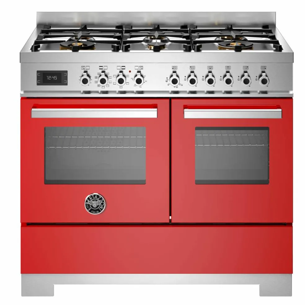 PRO106L2EROT2 Professional gasspis 100 cm med 6 brännare och 2 ugnar, röd