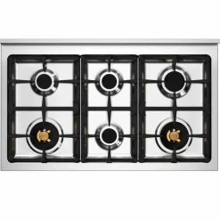 PRO106L2EROT2 Professional gasspis 100 cm med 6 brännare och 2 ugnar, röd