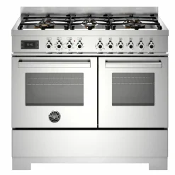 PRO106L2EROT2 Professional gasspis 100 cm med 6 brännare och 2 ugnar, röd