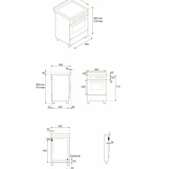 PRO64L1EROT2 Professional gasspis 60 cm med 4 brännare och 1 ugn, röd