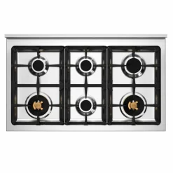 PRO106L2EXT2 Professional gasspis 100 cm med 6 brännare och 2 ugnar, rostfritt stål