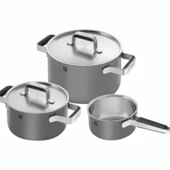 Pure grytset 3 delar + 2 lock, rostfritt stål, vit/cream