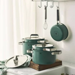 Pure grytset 3 delar + 2 lock, rostfritt stål, rosa
