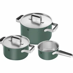 Pure grytset 3 delar + 2 lock, rostfritt stål, grön