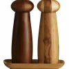 Raw kvarnset + bricka, teak/dark wood