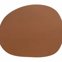 Raw återvunnet läder bordstablett, warm nude