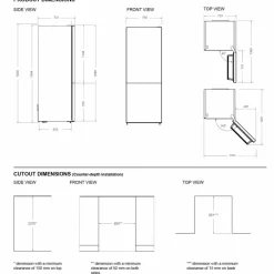 RBM70F4FBNC Fristående kombiskåp 192 x 70 cm Modern-serien, svart glas