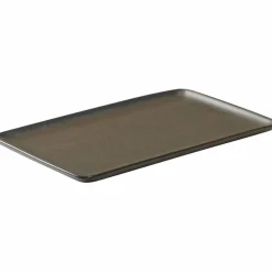 Rektangulär tallrik metallisk brun 23,5 cm.